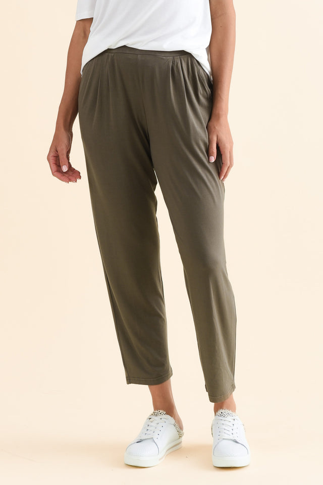 Kennedy Khaki Stretch Pocket Pants,Front,Brunette model,alt text|model:Brontie image 1