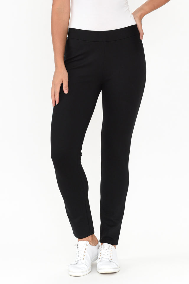 Kennelly Black Ponte Pants length_Full rise_Mid print_Plain colour_Black PANTS   alt text|model:Valeria;wearing:S image 1