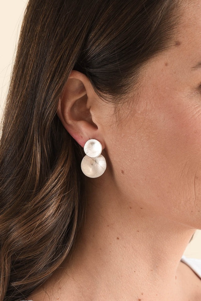 Kerra Silver Circle Drop Earrings