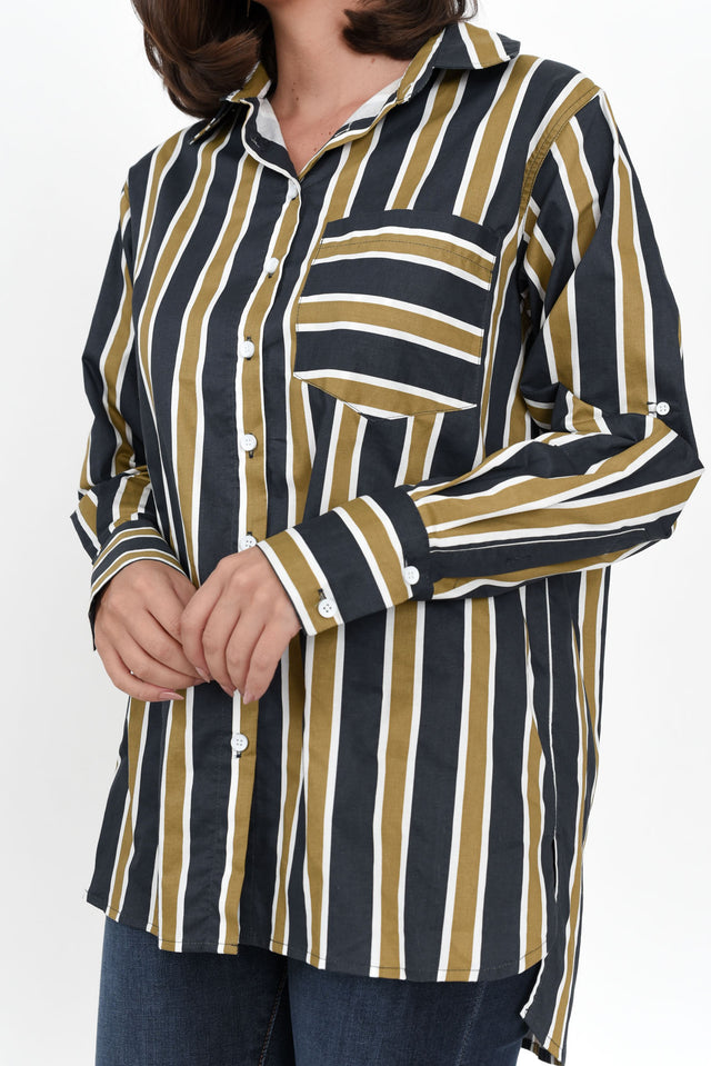 Kerry Navy Stripe Cotton Shirt