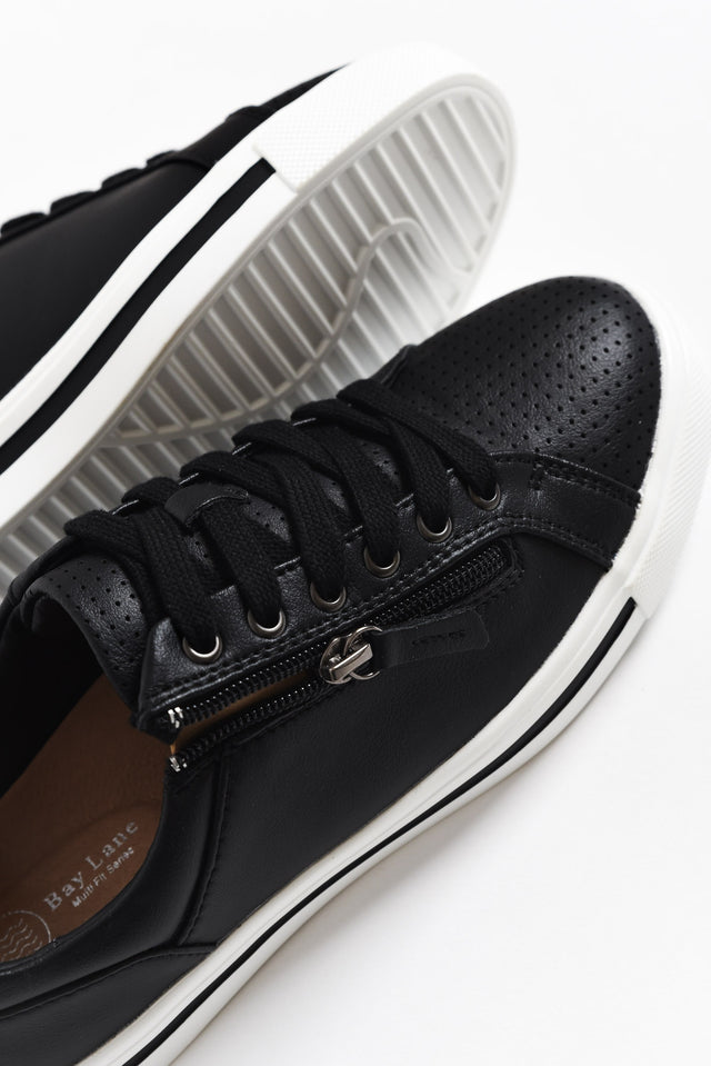 Kiki Black Leather Zip Sneaker