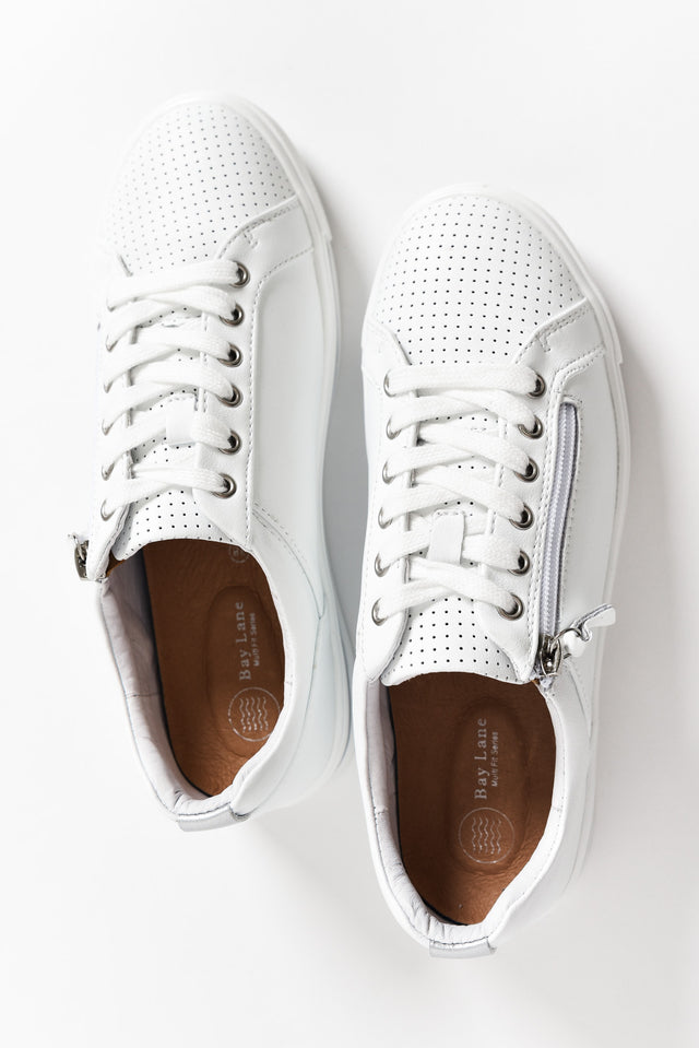 Kiki White Leather Zip Sneaker