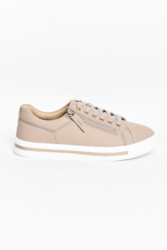 Kiki Nude Leather Zip Sneaker