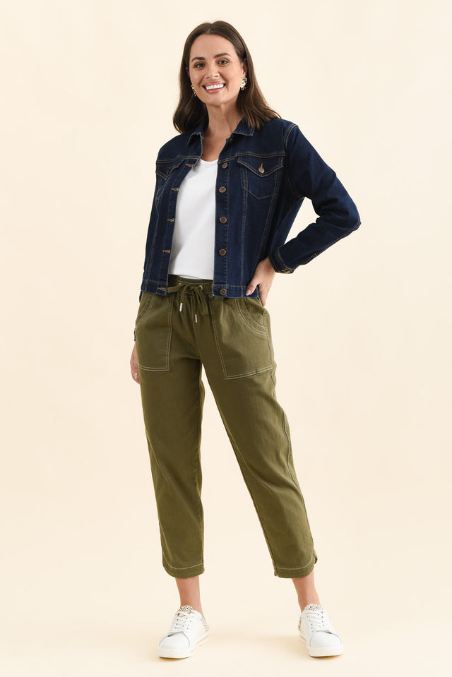 Kimbra Blue Denim Stretch Jacket,Full Body,Brunette model,alt text|model:MJ image 7