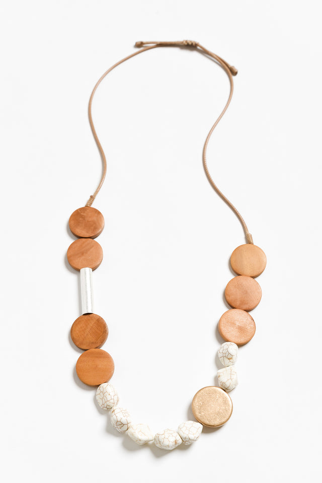 Kimbra Tan Wood Beaded Necklace
