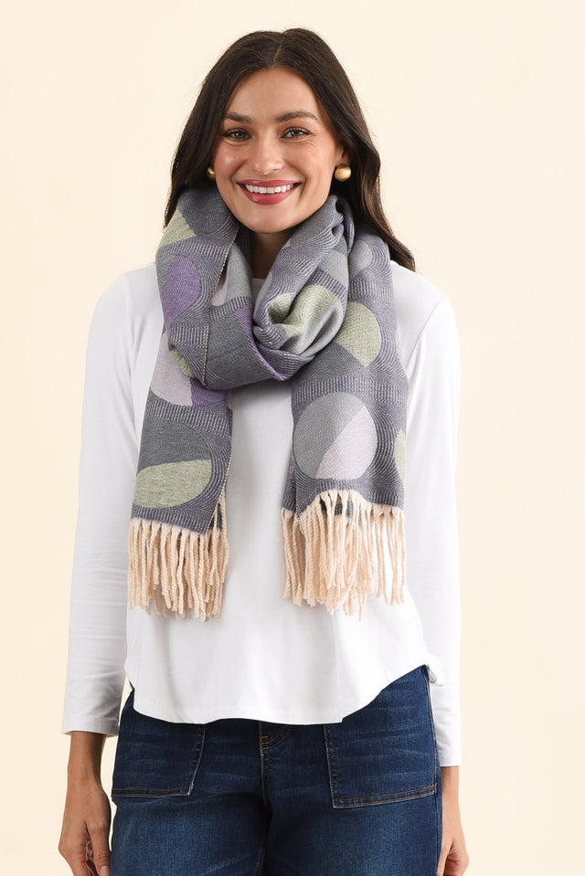 Kindra Indigo Geo Tassel Scarf