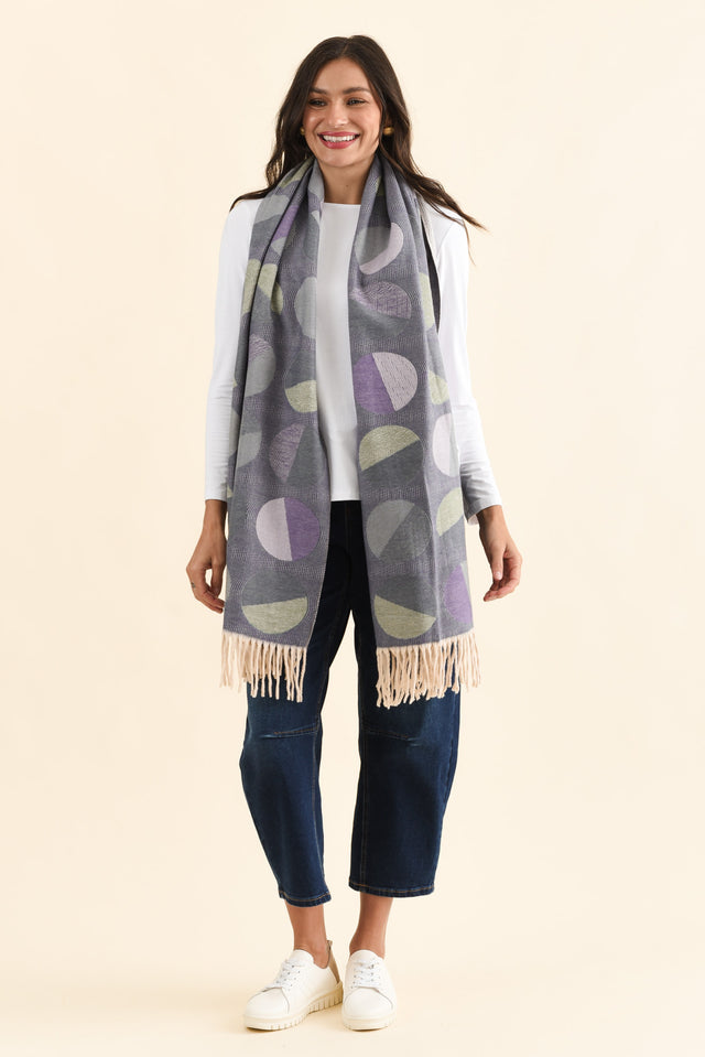 Kindra Indigo Geo Tassel Scarf