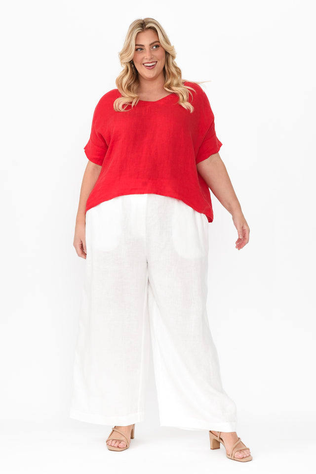 Delsey White Linen Wide Leg Pants