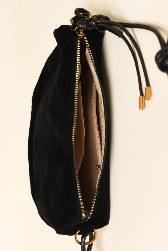 Kirsten Black Faux Suede Crossbody Bag