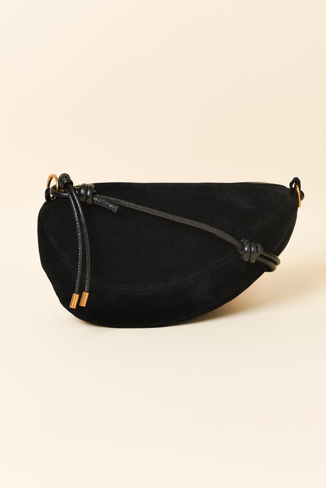 Kirsten Black Faux Suede Crossbody Bag