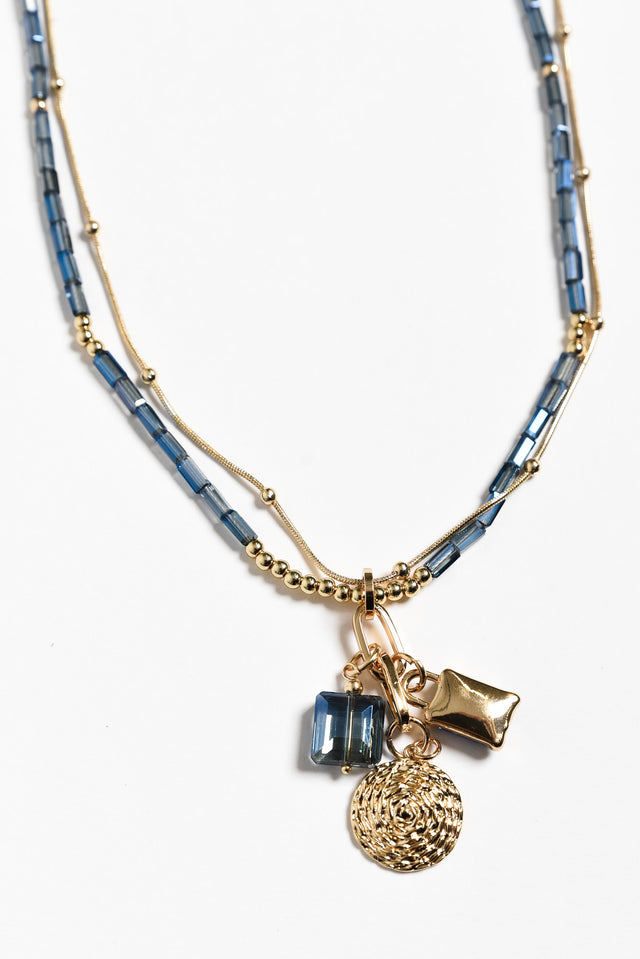 Kiva Blue Beaded Pendant Necklace