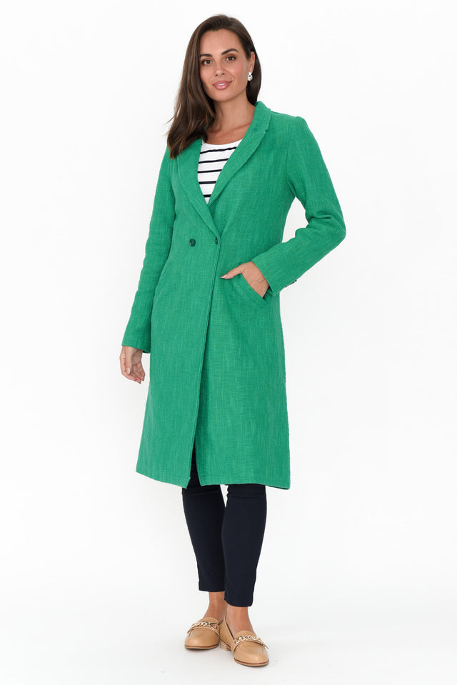 Komal Green Cotton Pocket Coat image 7