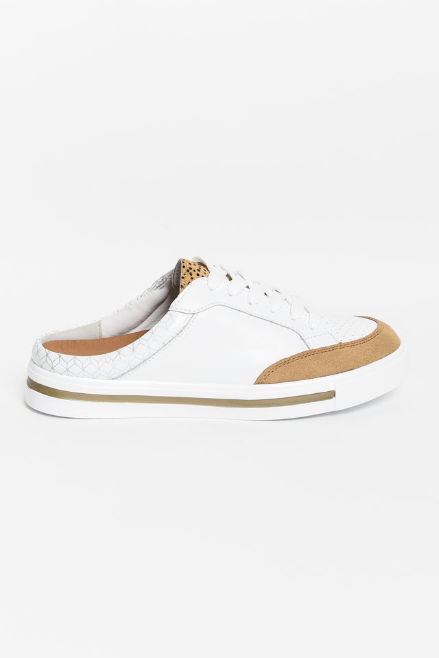 Kombi White Cheetah Leather Mule Sneaker