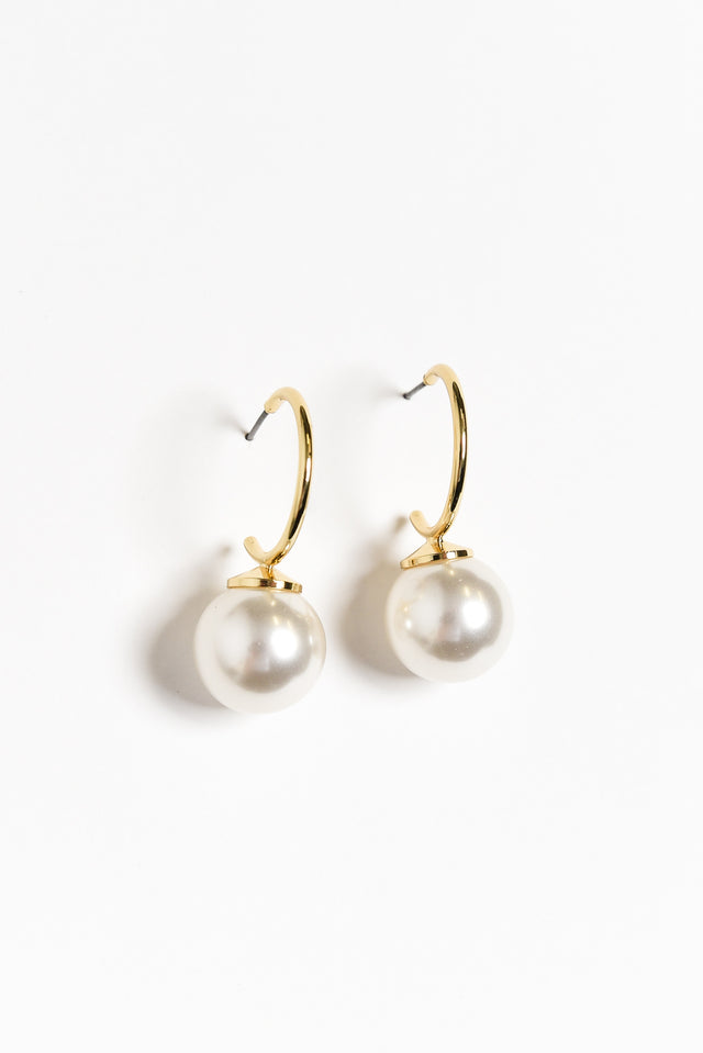 Kora Gold Pearl Hoop Earrings image 1