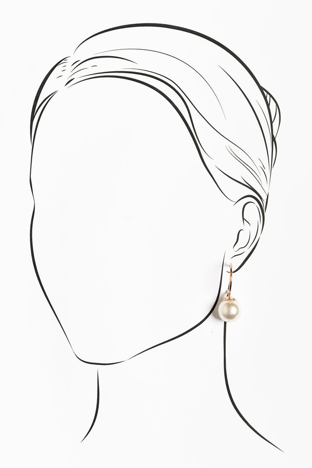 Kora Rose Gold Pearl Hoop Earrings image 2