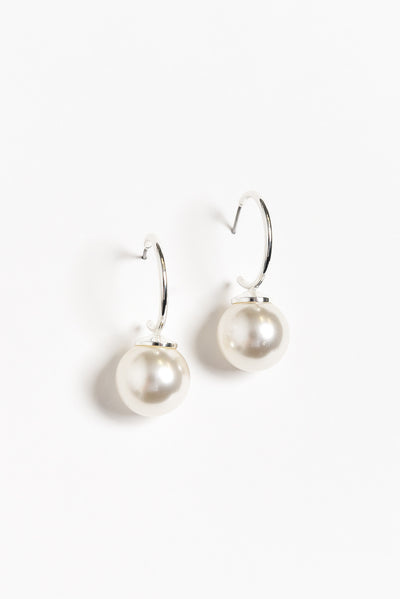 Kora Silver Pearl Hoop Earrings