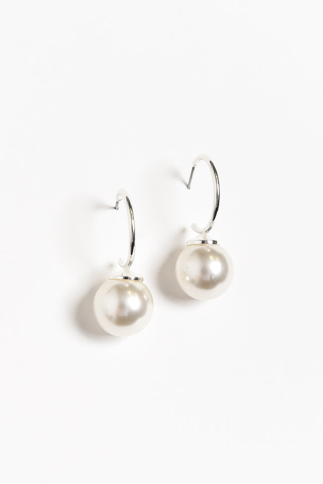 Kora Silver Pearl Hoop Earrings