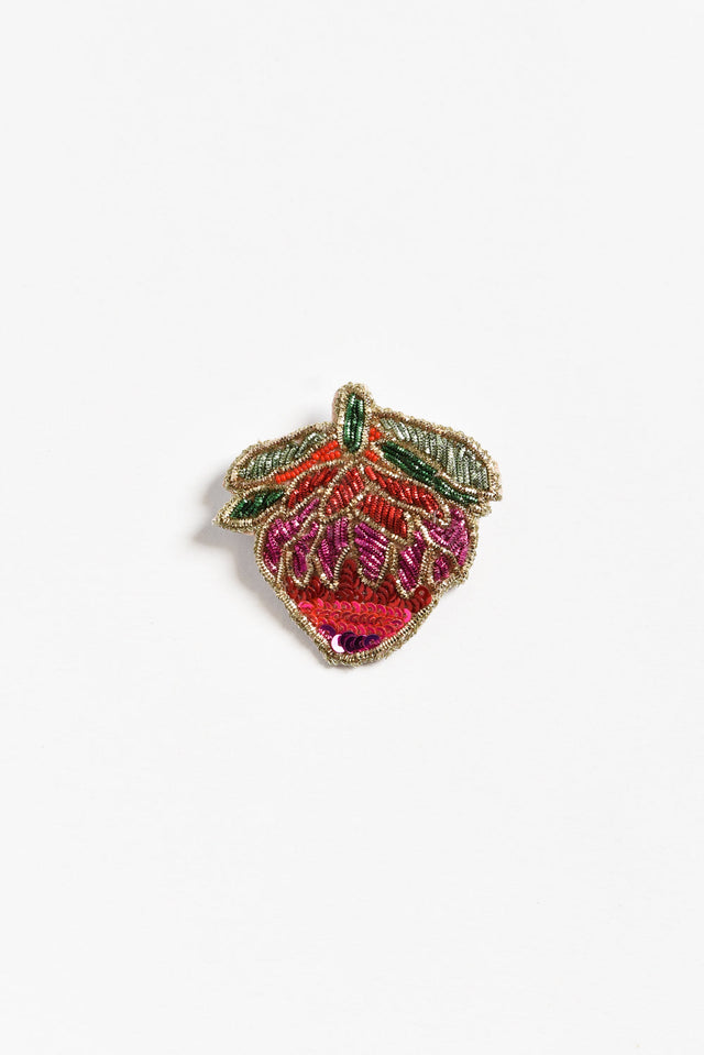 Koya Red Rose Beaded Brooch