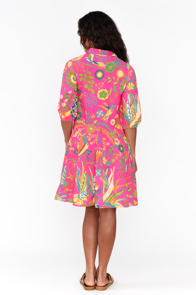 Kusadasi Pink Garden Organic Cotton Sleeved Dress image 4