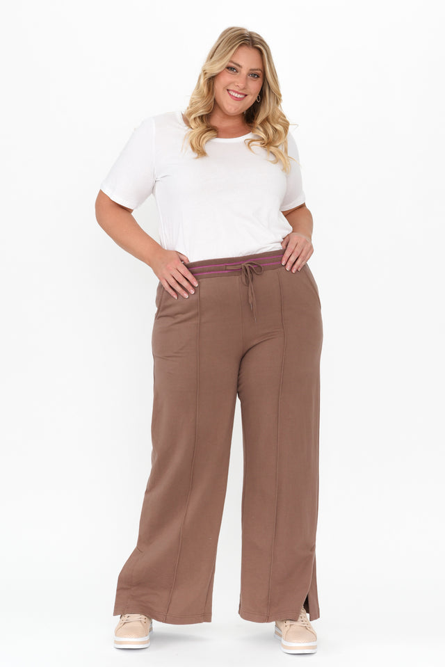 Kyla Brown Cotton Blend Wide Leg Pants image 10