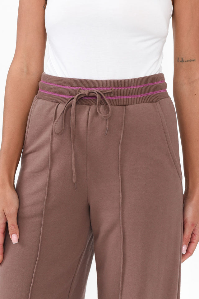 Kyla Brown Cotton Blend Wide Leg Pants image 7