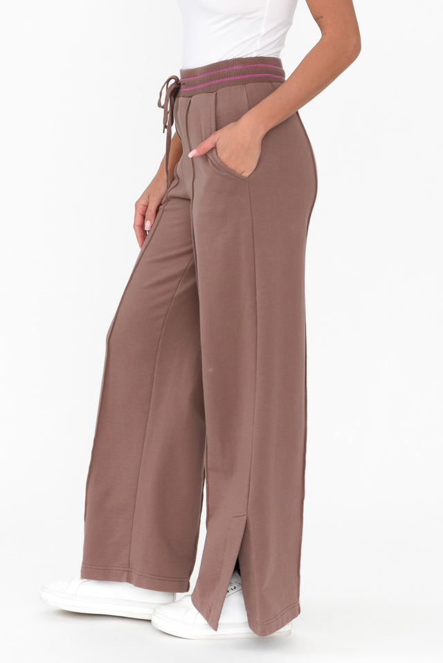 Kyla Brown Cotton Blend Wide Leg Pants image 5
