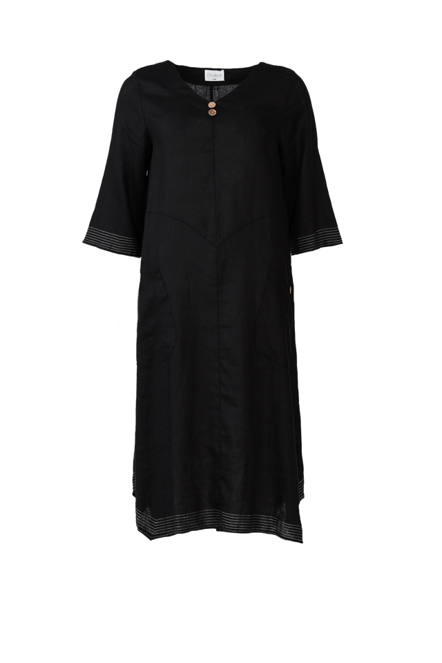 Lolita Black Linen Pocket Dress