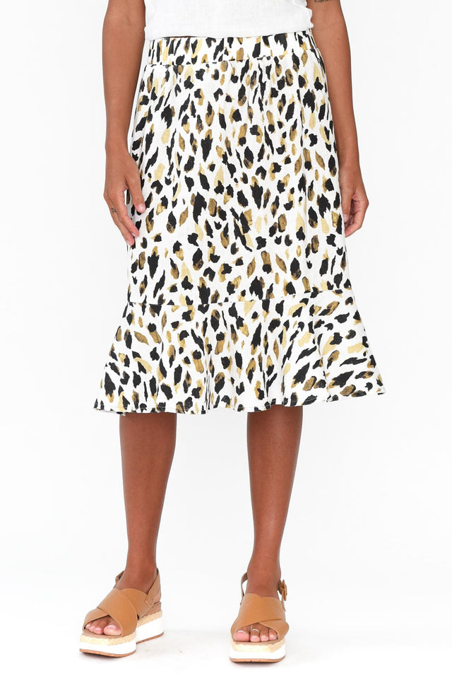 Lacey Animal Linen Frill Hem Skirt