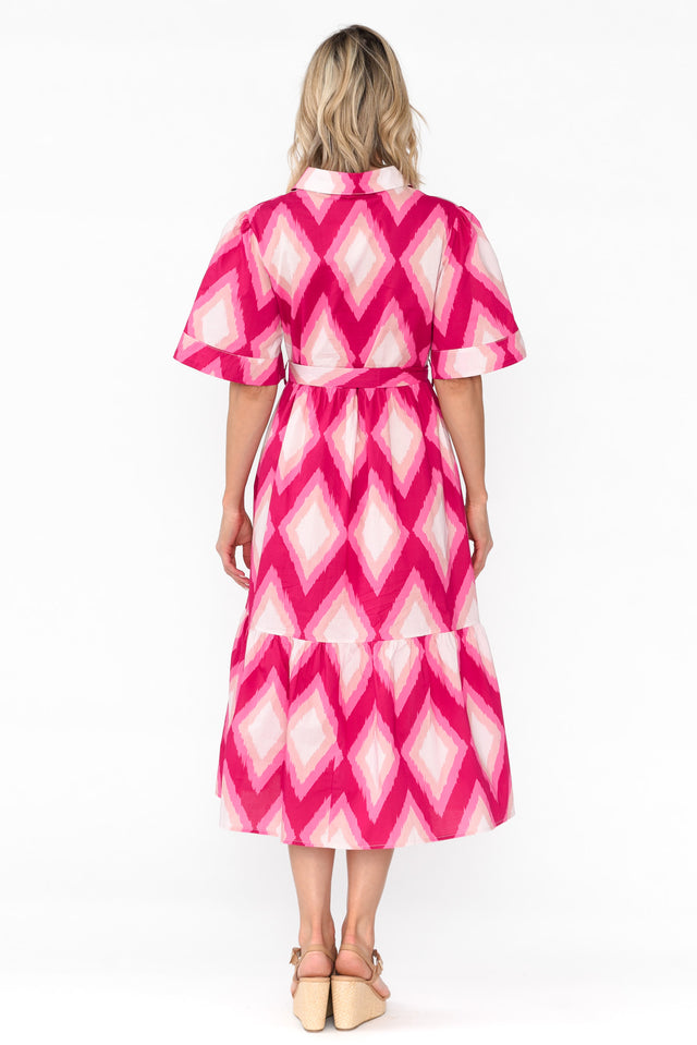 Ladonna Pink Geo Cotton Shirt Dress thumbnail 4