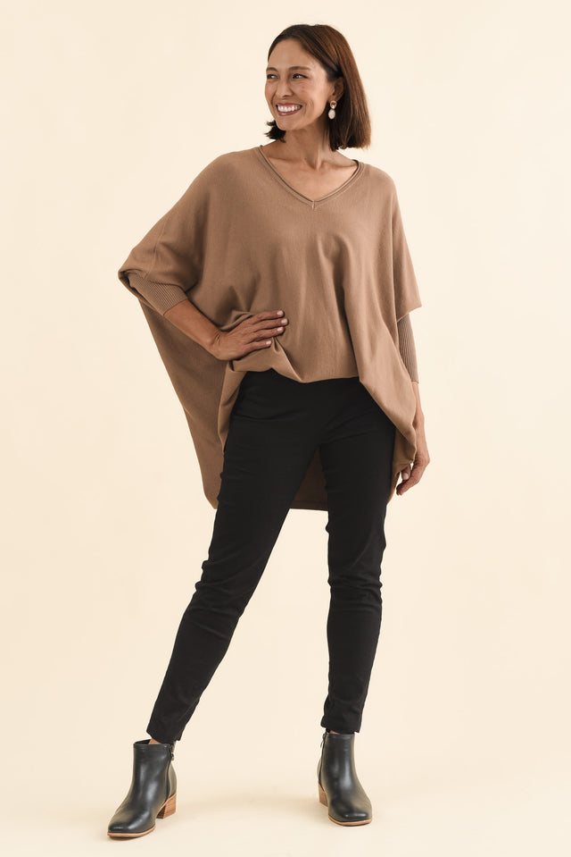Laia Black Cotton Stretch Pants,Brunette model,alt text|model:Cara image 8