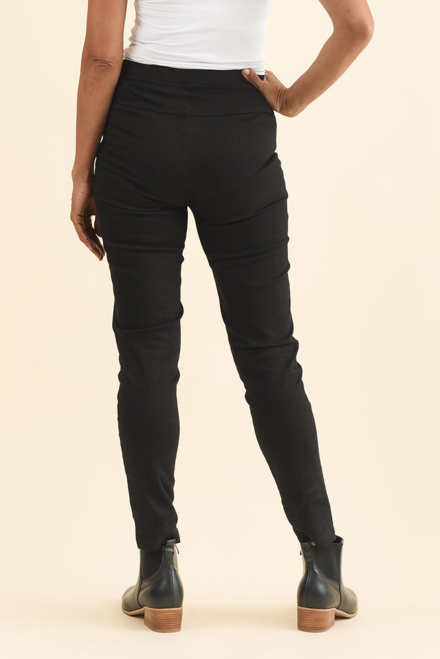 Laia Black Cotton Stretch Pants,Brunette model,alt text|model:Cara image 6