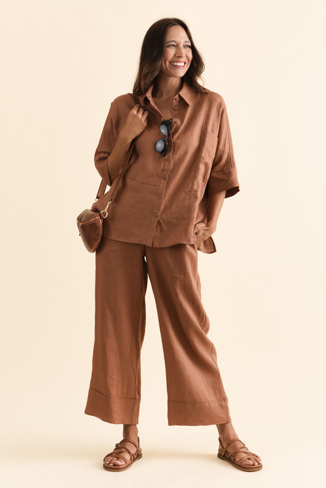 Elgon Mocha Linen Wide Leg Pants banner image