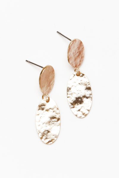 Lani Gold Oval Drop Earrings