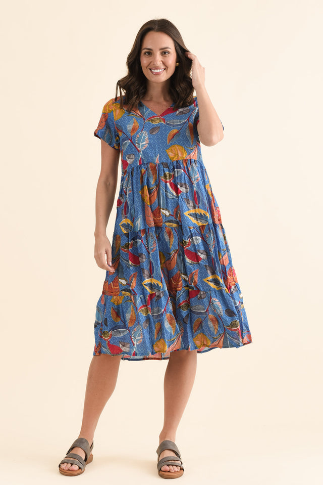 Lania Orange Garden Crinkle Cotton Dress,Full Body,Brunette model,alt text|model:MJ
