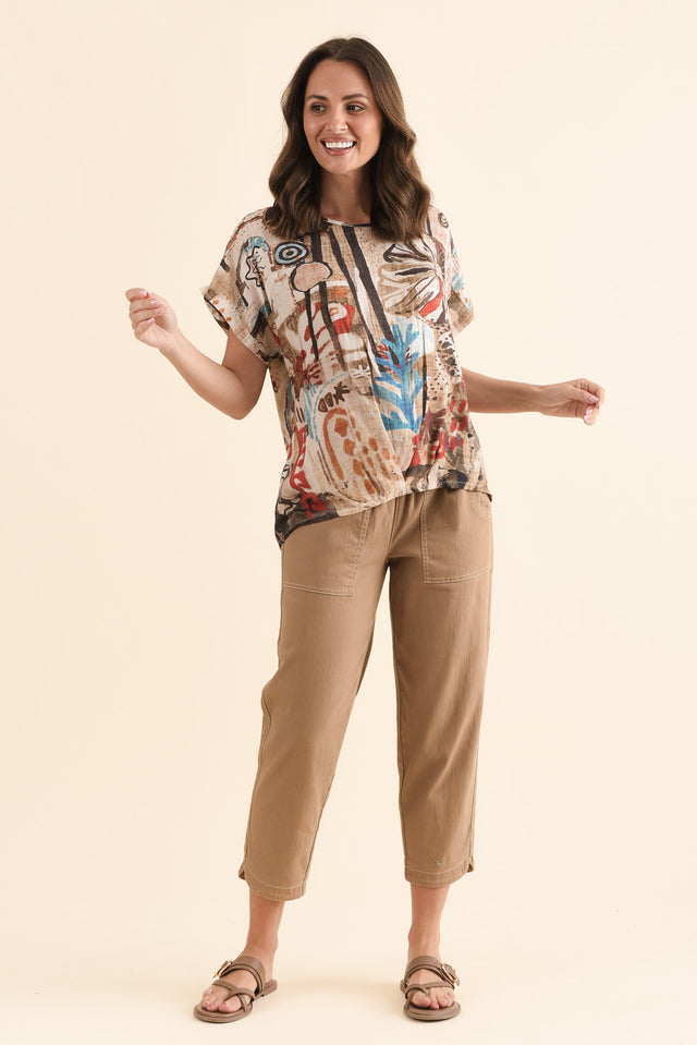 Lanie Brown Abstract Pleated Top,Full Body,Brunette model,alt text|model:MJ image 6
