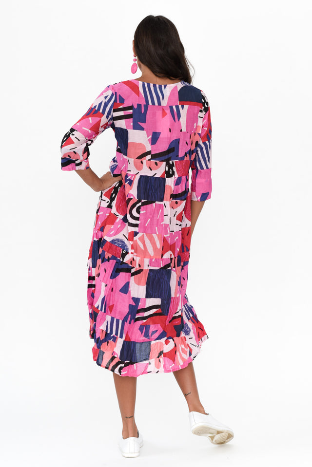 Layla Pink Tropics Crinkle Cotton Dress
