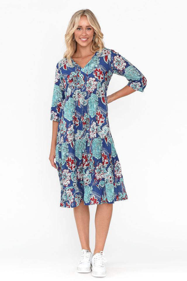 Layla Blue Meadow Crinkle Cotton Dress banner image