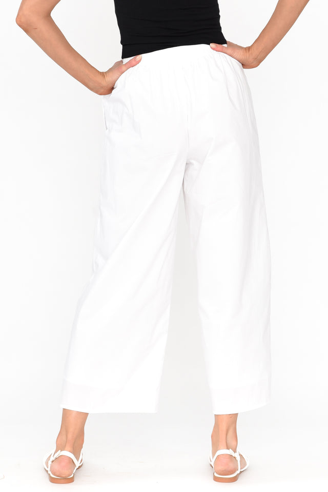 Leni White Cotton Poplin Pants