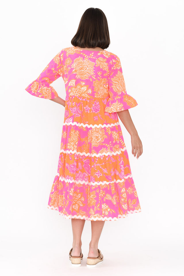 Lenor Pink Floral Cotton Tier Dress image 5