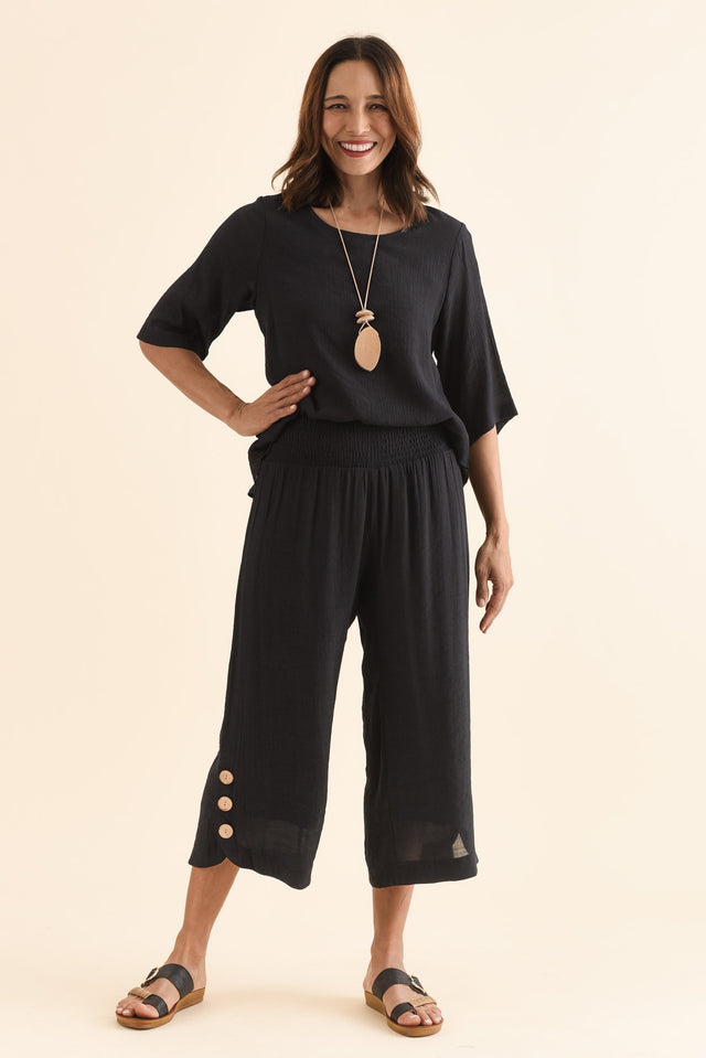 Lettie Black Button Pants,Full Body,Brunette model,alt text|model:Cara image 8