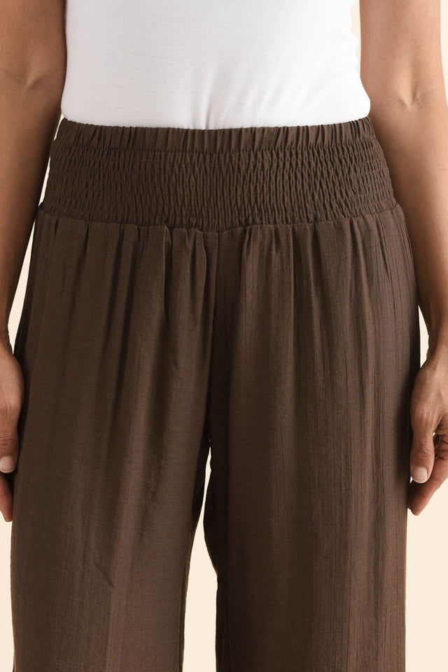 Lettie Chocolate Button Pants,Detail,Brunette model,alt text|model:Cara image 5