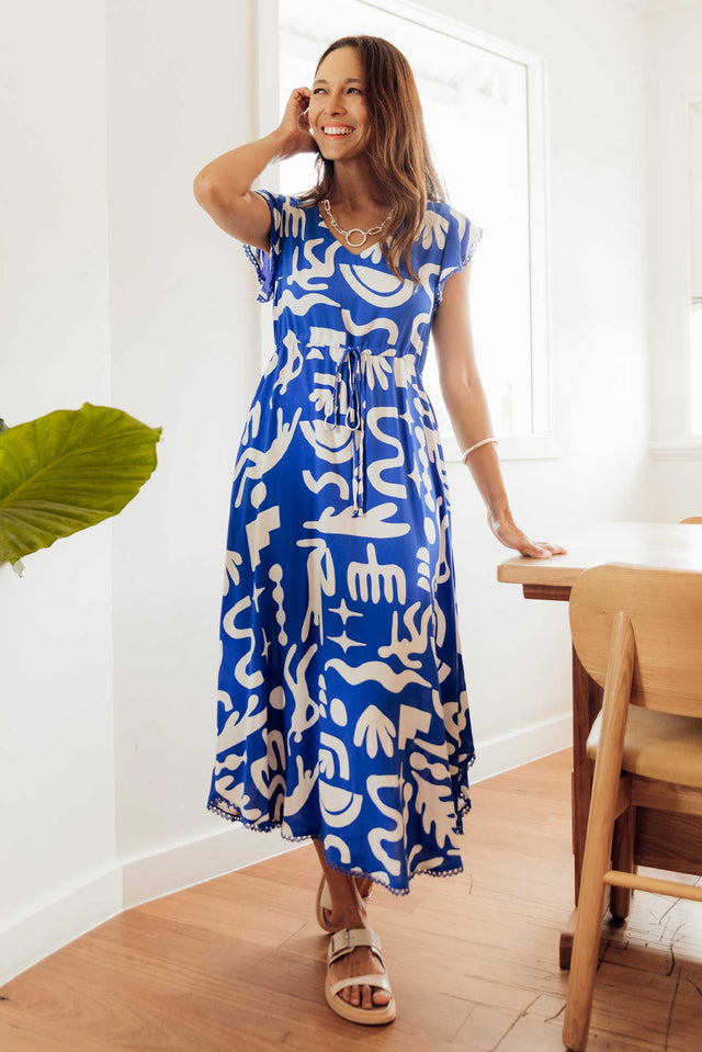 Libby Blue Geo Midi Dress