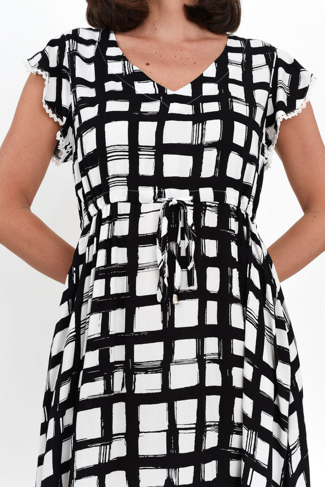 Libby Black Check Midi Dress image 5