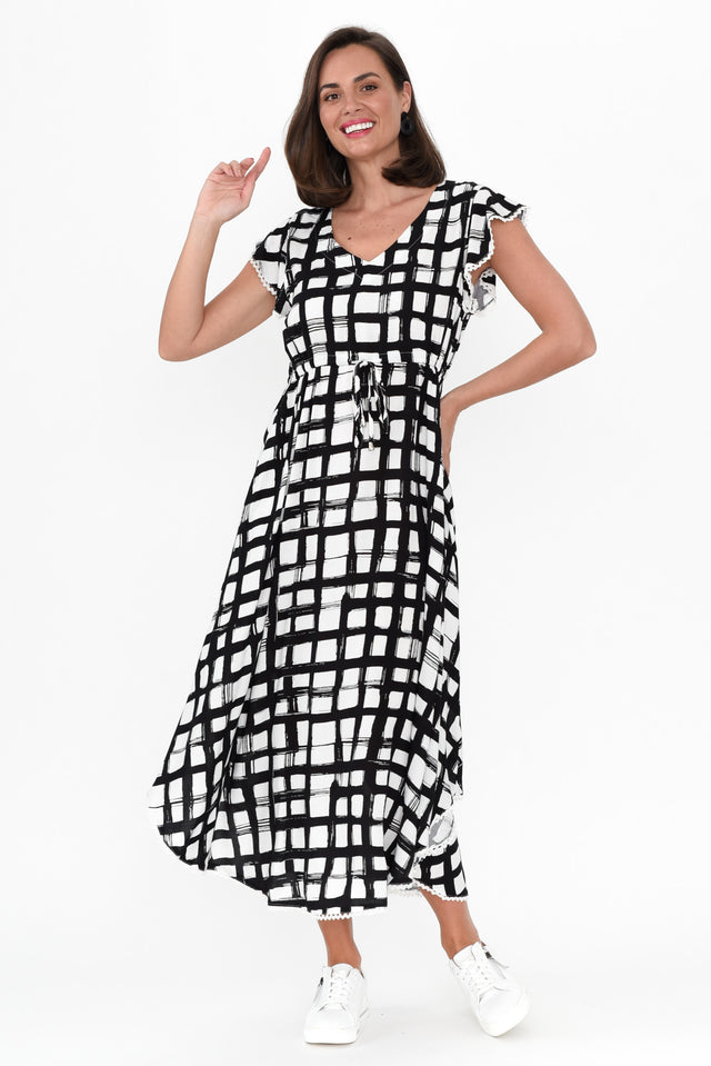 Libby Black Check Midi Dress image 2