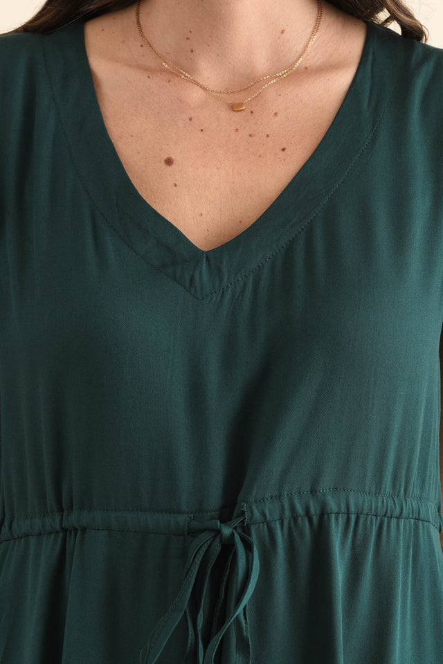 Libby Emerald Midi Dress,Detail,Brunette model,alt text|model:MJ image 5