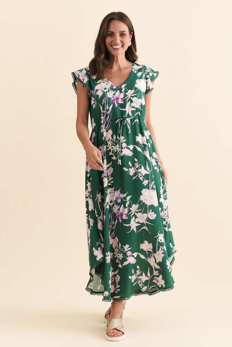 Libby Green Flower Midi Dress