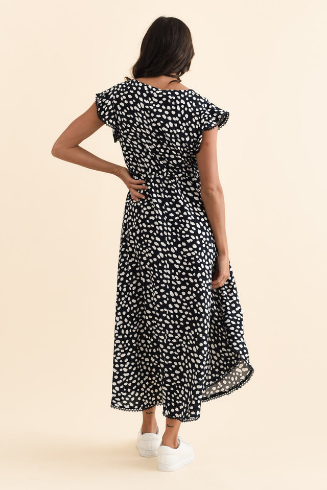 Libby Navy Spot Midi Dress,Brunette model,alt text|model:Brontie image 5