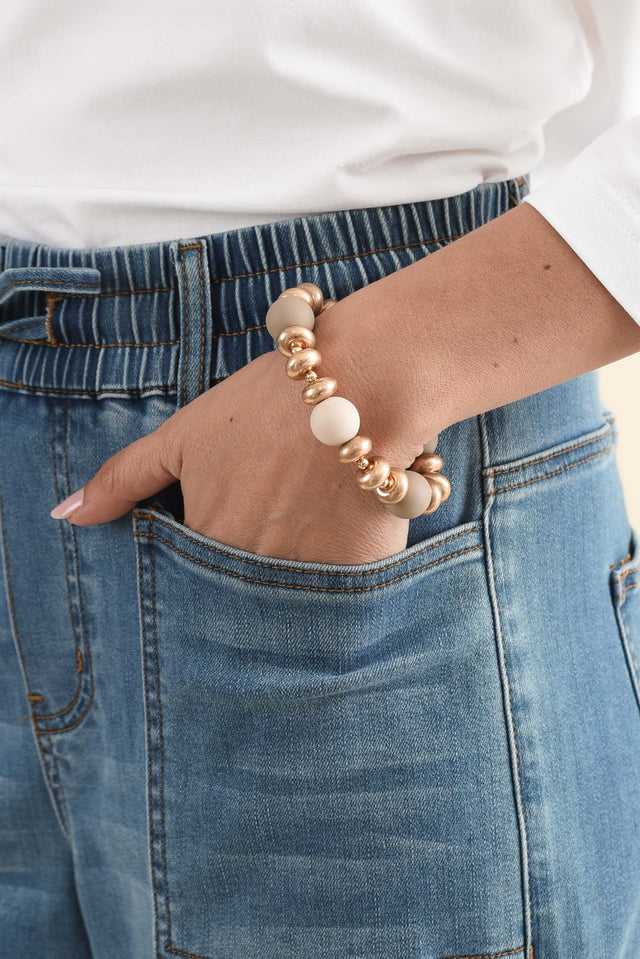 Libby Taupe Beaded Bracelet