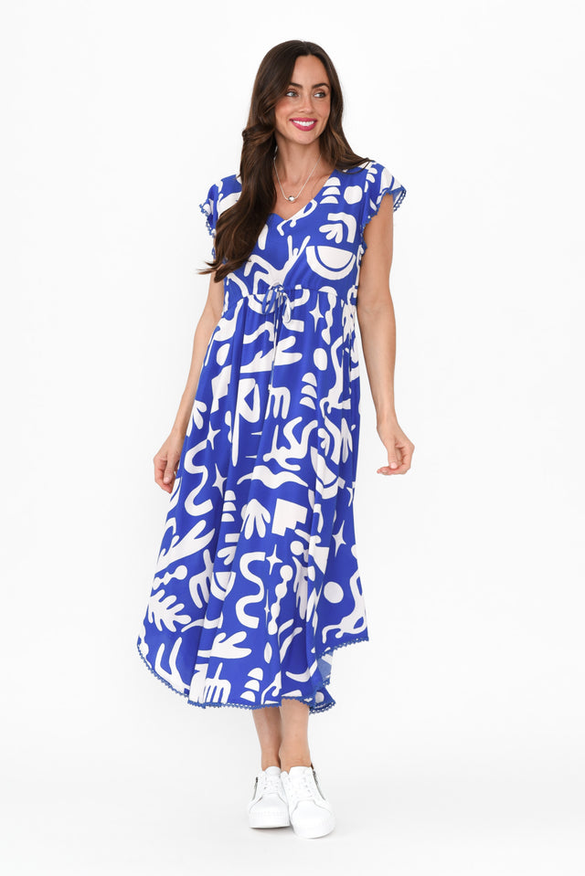 Libby Blue Geo Midi Dress banner image