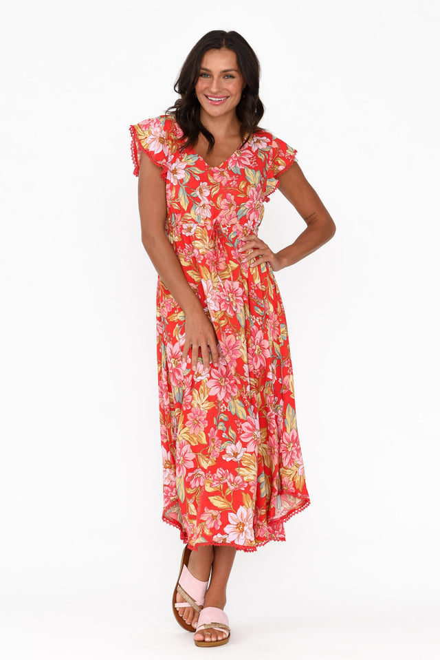 Libby Red Bloom Midi Dress banner image